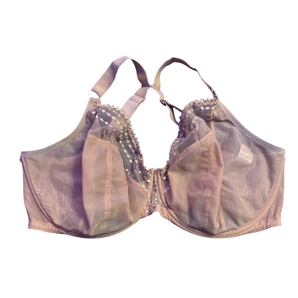 Elomi Matilda EL8900 Cafe Au Lait Sheer Plunge Underwire Side Support Bra 36K